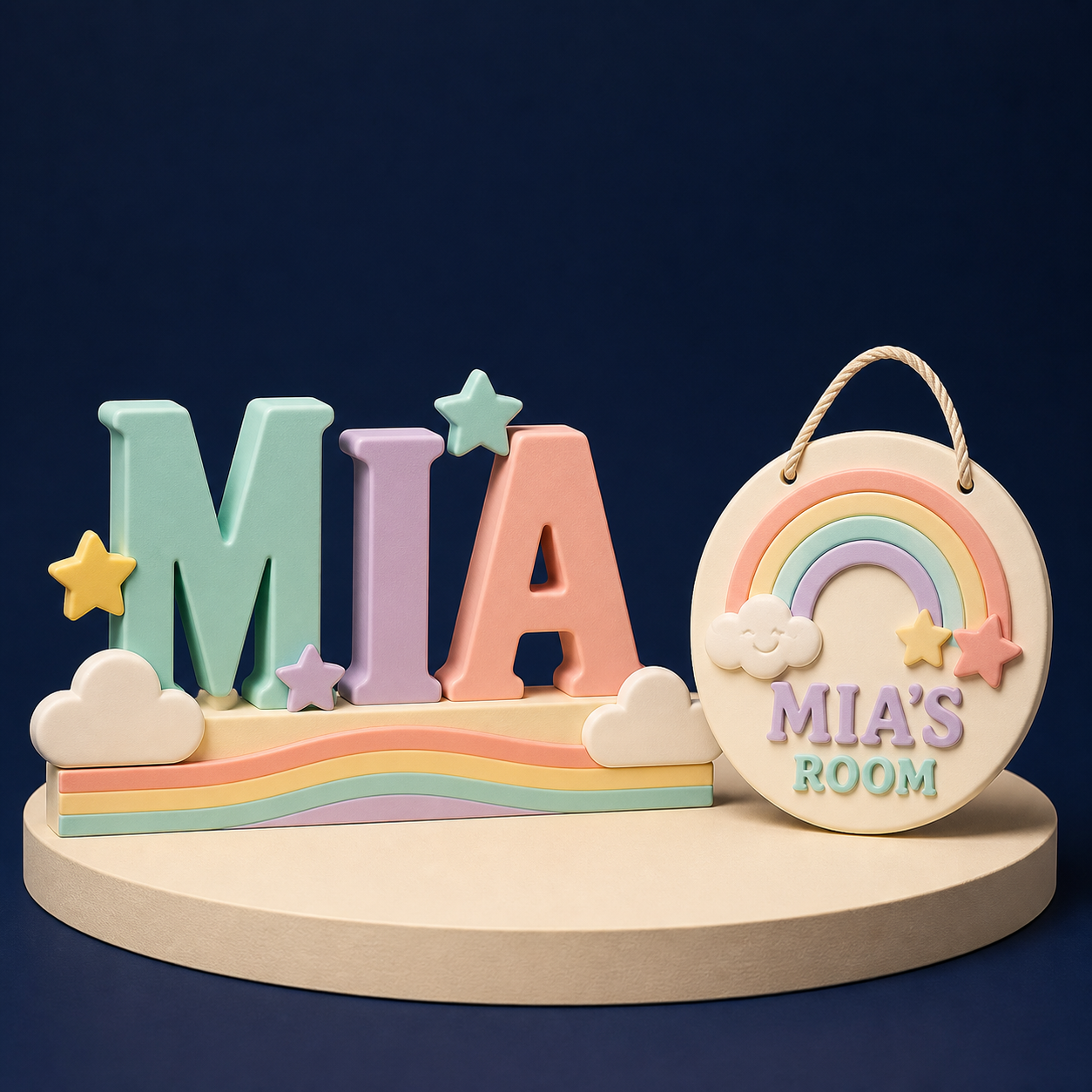 Pastel personalized desk names and room signs